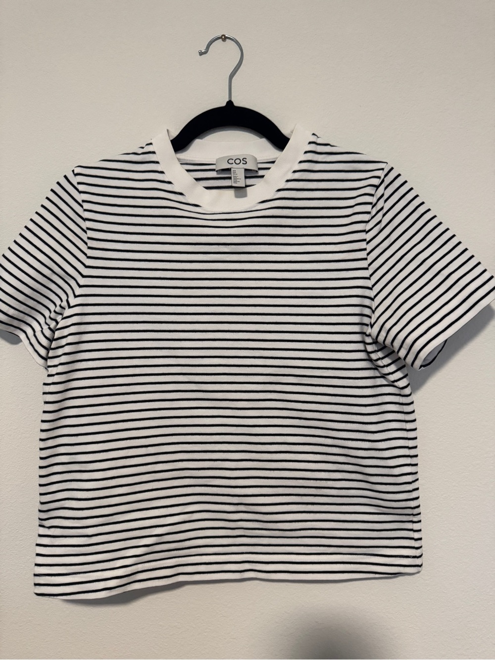 COS White Tee with Thin Black Stripes - Picture 1 of 4